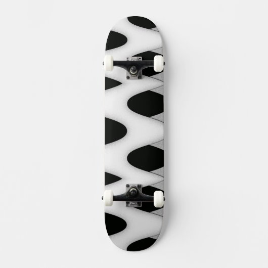 Schwarz-Weiß-Waves Skateboard (Vorderseite)