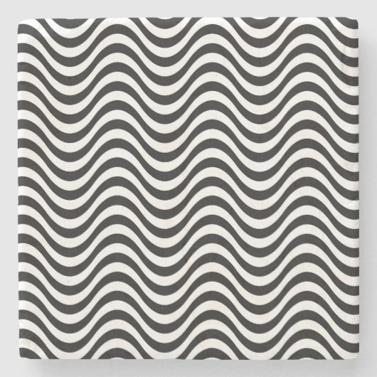 Schwarz-Weiß-Waves Steinuntersetzer (Vorderseite)