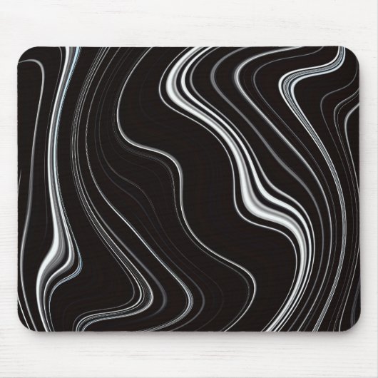 Schwarz-Weiß-Wavy-Abstraktion Mousepad (Vorne)