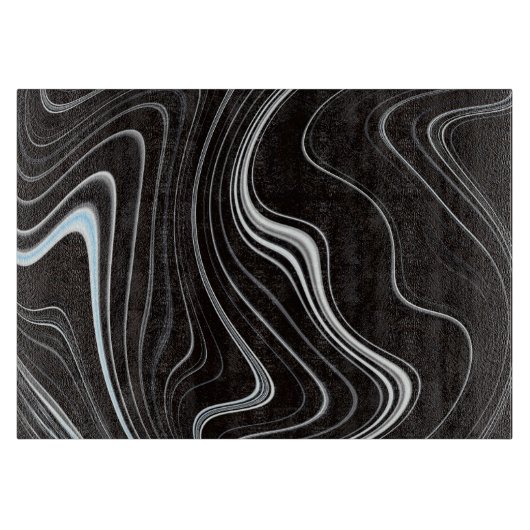 Schwarz-Weiß-Wavy-Abstraktion Schneidebrett (Vorderseite)