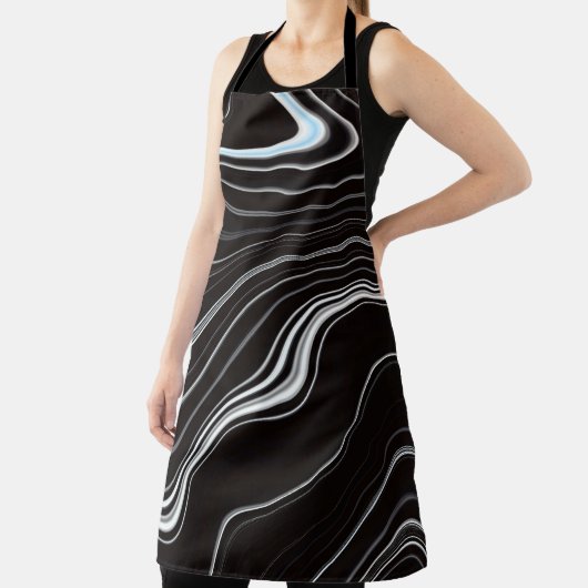 Schwarz-Weiß-Wavy-Abstraktion Schürze (InSitu)