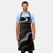 Schwarz-Weiß-Wavy-Abstraktion Schürze (Getragen)
