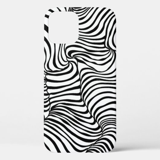 Schwarz-weiß Wavy Lines Abstrakt Zebra Case-Mate iPhone Hülle (Rückseite)
