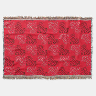 Schwarz-Weiß-Wechselherz-Linien auf Rot Decke