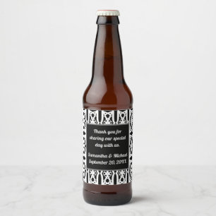 Schwarz-weiß Wedding Modern Guest Danke Bierflaschenetikett