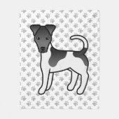 Schwarz-Weiß-Weichfox Terrier Cartoon Hund Fleecedecke (Vorderseite)
