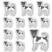 Schwarz-Weiß-Weichfox Terrier Cartoon Hunde Aufkleber (Vorderseite)