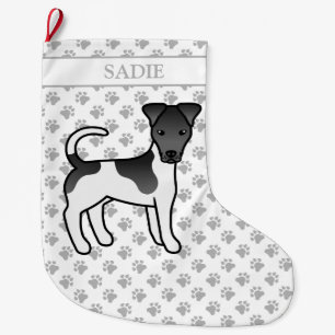 Schwarz-Weiß-Weichfox Terrier Hund & Name Großer Weihnachtsstrumpf