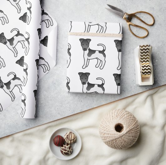 Schwarz-Weiß-Weichfox-Terrier-Hundemuster Geschenkpapier (Kunsthandwerk)