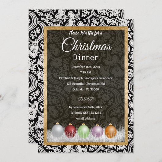 Schwarz & Weiß Weihnachten Einladung (Vorne/Hinten)