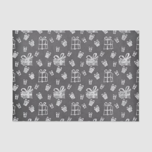 Schwarz-Weiß Weihnachten Gegenwart Chalkboard Look Seidenpapier (Vorderseite)