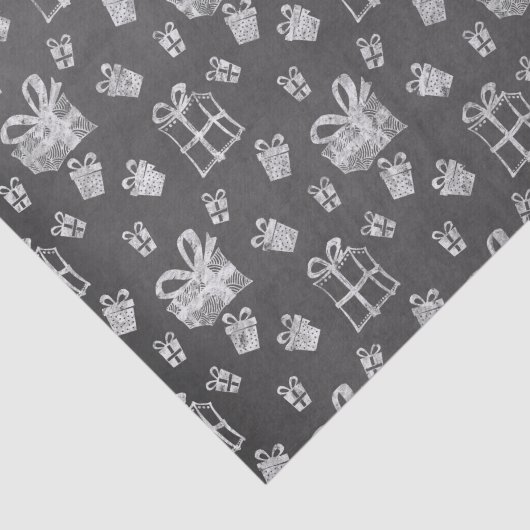 Schwarz-Weiß Weihnachten Gegenwart Chalkboard Look Seidenpapier (Ausschnitt)