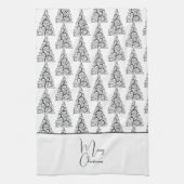 Schwarz-Weiß-Weihnachten Geschirrtuch (Vertikal)