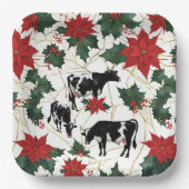 Schwarz & Weiß Weihnachten Holstein Milchkühe Blum Pappteller (Vorderseite)