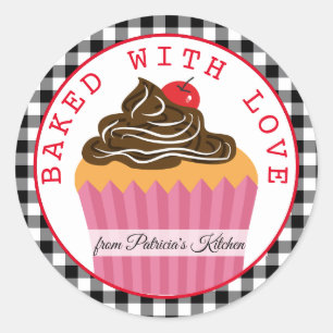 Schwarz-Weiß-Weihnachten Kariert gebacken mit Lieb Runder Aufkleber