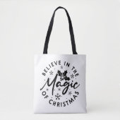 Schwarz-Weiß-Weihnachten-Moderne Typografie Tasche (Vorderseite)