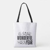 Schwarz-Weiß-Weihnachten-Moderne Typografie Tasche (Rückseite)