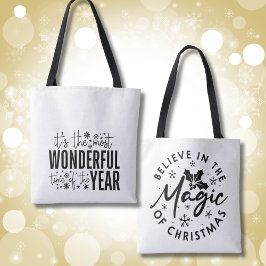 Schwarz-Weiß-Weihnachten-Moderne Typografie Tasche
