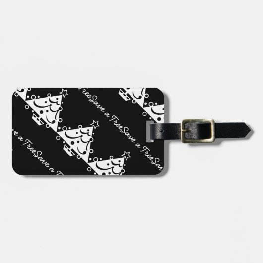 Schwarz-Weiß-Weihnachten Rettete den Baum Gepäckanhänger (Vorderseite horizontal)