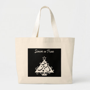 Schwarz-Weiß-Weihnachten Rettete den Baum Jumbo Stoffbeutel