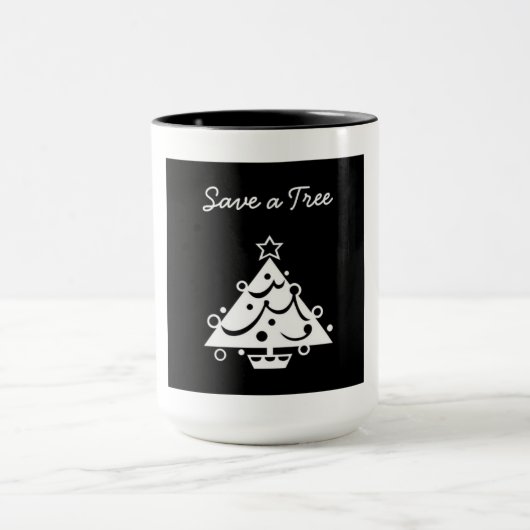 Schwarz-Weiß-Weihnachten Rettete den Baum Tasse (Zentrum)