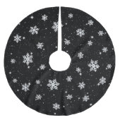 Schwarz-Weiß Weihnachten Schneeflocken Wintermuste Polyester Weihnachtsbaumdecke (Vorderseite)