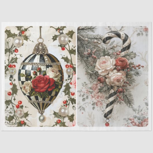 Schwarz-Weiß-Weihnachten Seidenpapier (Vorderseite)