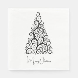 Schwarz-Weiß-Weihnachten Serviette