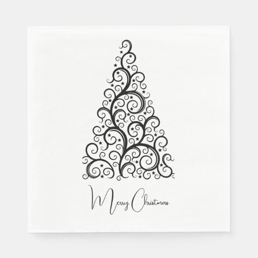 Schwarz-Weiß-Weihnachten Serviette (Vorderseite)