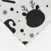 Schwarz-Weiß-Weihnachts-Nahtlosmuster Fleecedecke (Ecke)