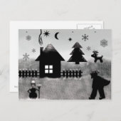 Schwarz-Weiß-Weihnachts-Postkarte Feiertagspostkarte (Vorne/Hinten)