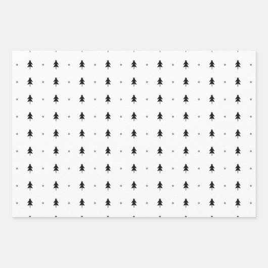 Schwarz-Weiß Weihnachts-Script-Baum Geschenkpapier Set (Vorderseite 3)