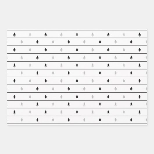 Schwarz-Weiß Weihnachts-Script-Baum Geschenkpapier Set (Vorderseite 2)