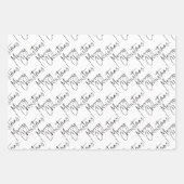 Schwarz-Weiß Weihnachts-Script-Baum Geschenkpapier Set (Vorderseite)