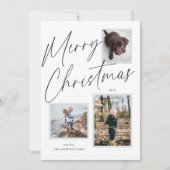 Schwarz-Weiß Weihnachts-Script-Foto Feiertagskarte (Vorderseite)