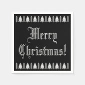 Schwarz-Weiß Weihnachtsbaum Custom Text Moderner Serviette (Vorderseite)