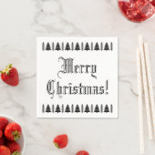 Schwarz-Weiß Weihnachtsbaum Custom Text Moderner Serviette (Beispiel)
