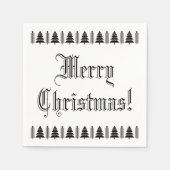 Schwarz-Weiß Weihnachtsbaum Custom Text Moderner Serviette (Vorderseite)
