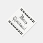 Schwarz-Weiß Weihnachtsbaum Custom Text Moderner Serviette (Ecke)
