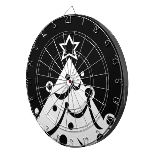 Schwarz-Weiß-Weihnachtsbaum Dartscheibe (Vorderseite rechts)