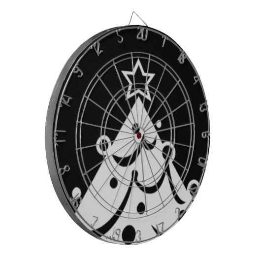 Schwarz-Weiß-Weihnachtsbaum Dartscheibe (Vorderseite Links)