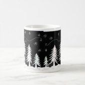 Schwarz-Weiß-Weihnachtsbaum-Design Kaffeetasse (Mittel)