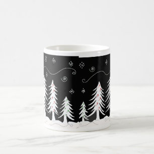 Schwarz-Weiß-Weihnachtsbaum-Design Kaffeetasse