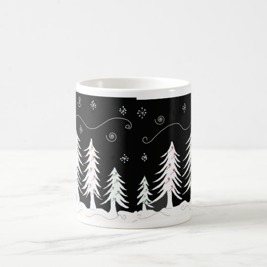 Schwarz-Weiß-Weihnachtsbaum-Design Kaffeetasse (Mittel)
