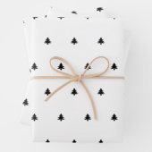 Schwarz/Weiß Weihnachtsbaum Einfaches Symbol Muste Geschenkpapier Set (Beispiel)