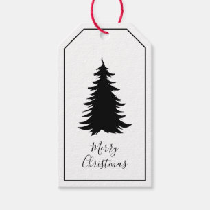 Schwarz-Weiß-Weihnachtsbaum Geschenkanhänger