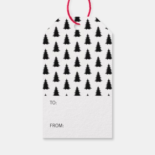 Schwarz-Weiß-Weihnachtsbaum Geschenkanhänger (Rückseite)