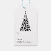 Schwarz-Weiß-Weihnachtsbaum Geschenkanhänger (Rückseite)