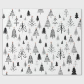 Schwarz-Weiß-Weihnachtsbaum Geschenkpapier (Flach)