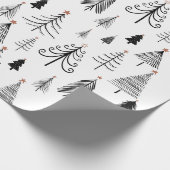 Schwarz-Weiß-Weihnachtsbaum Geschenkpapier (Ecke)